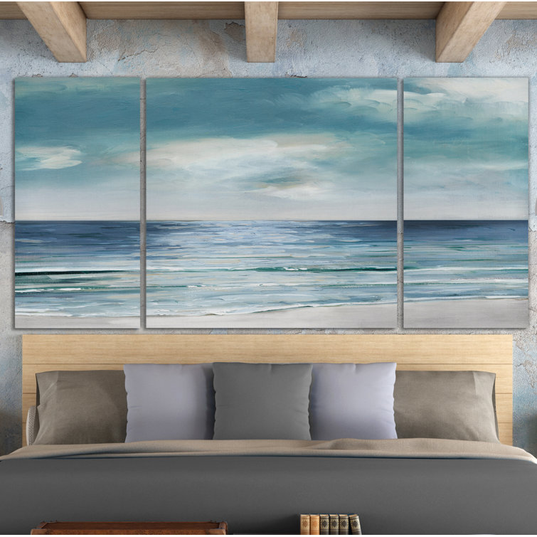 Dovecove Blue Silver Shore Painting on Canvas & Reviews Wayfair